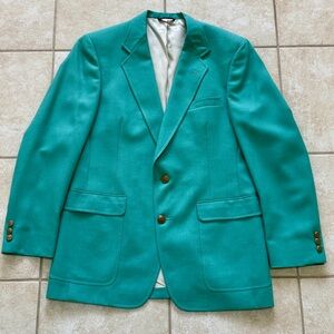 Hart Schaffner Marx Bluish Green Gold 2 Button USA Mens Blazer Jacket Sport Coat